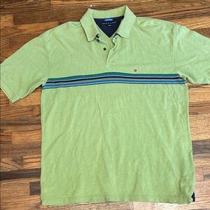 Tommy Hilfiger Green Polo with Navy Stripes